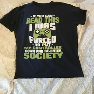 Blue t-shirt with saying